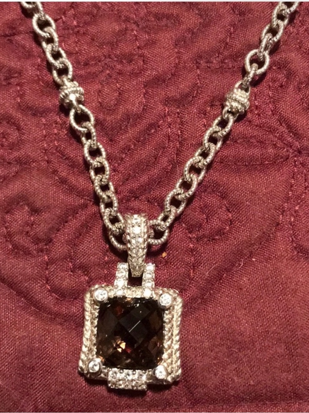 Judith Ripka Sterling Silver Smoky Quartz Pendant Necklace - Brown Gem